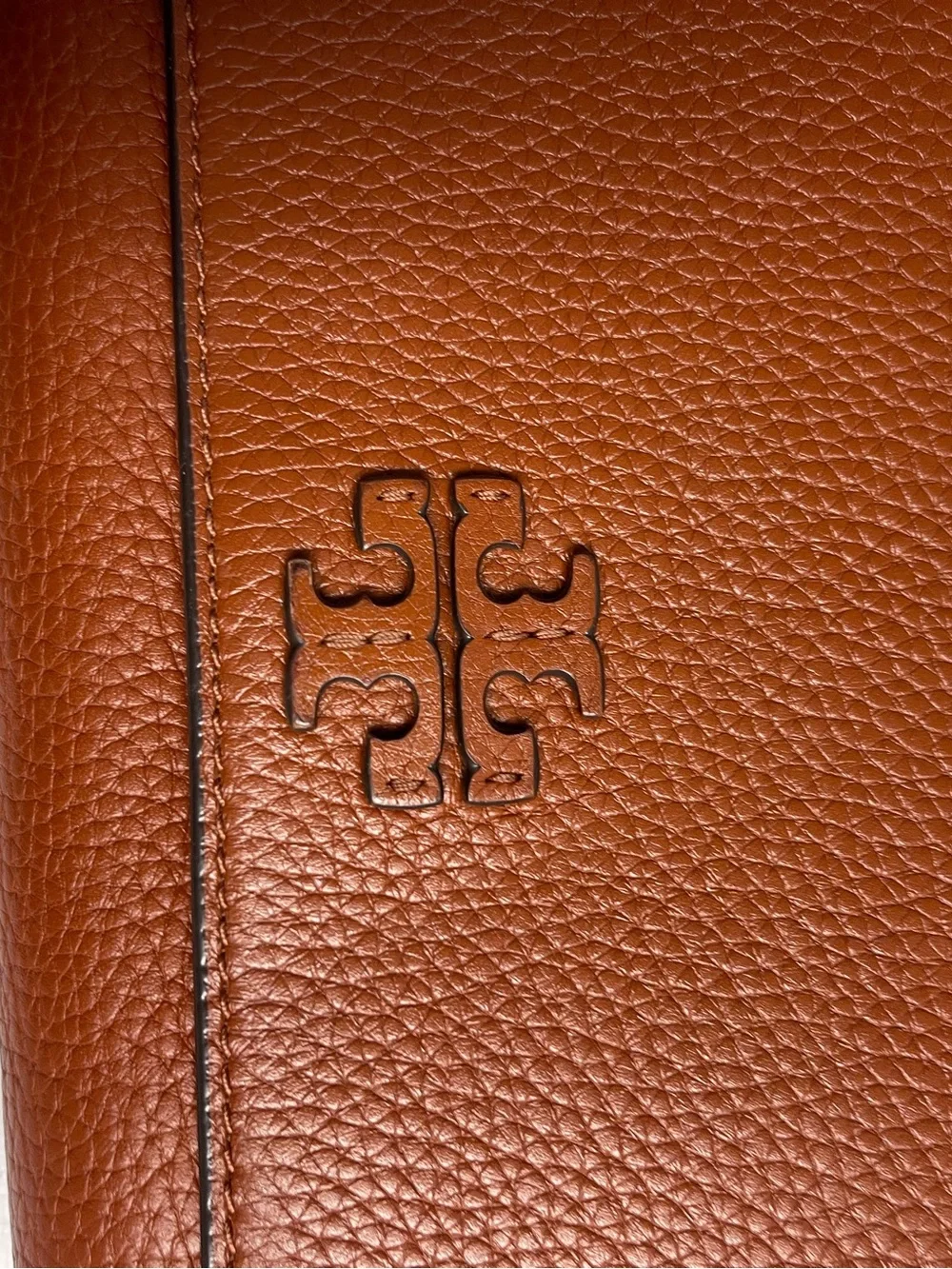 Tory Burch Cognac Pebbled Leather Crossbody Bag with Braided Strap